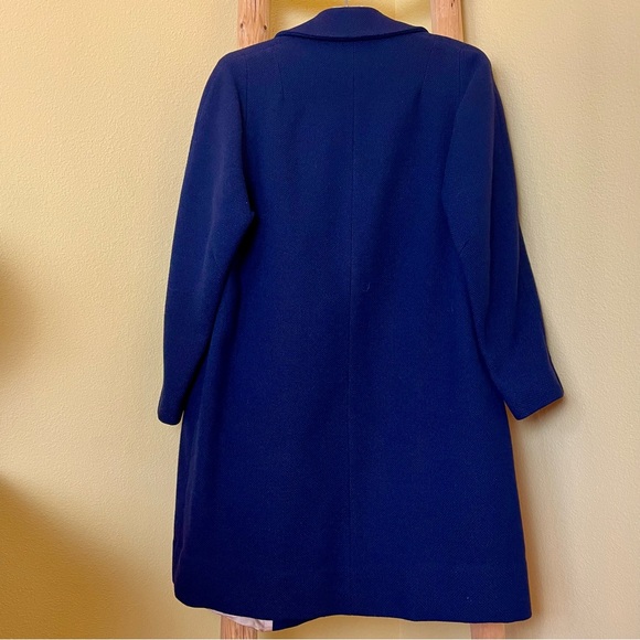 Vintage Rothmoor Coat Navy Blue Wool 40s Union Made A Line Pockets Jewel Accents - Picture 3 of 16